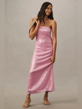 Hutch Strapless Pink Sequin Prom Dress